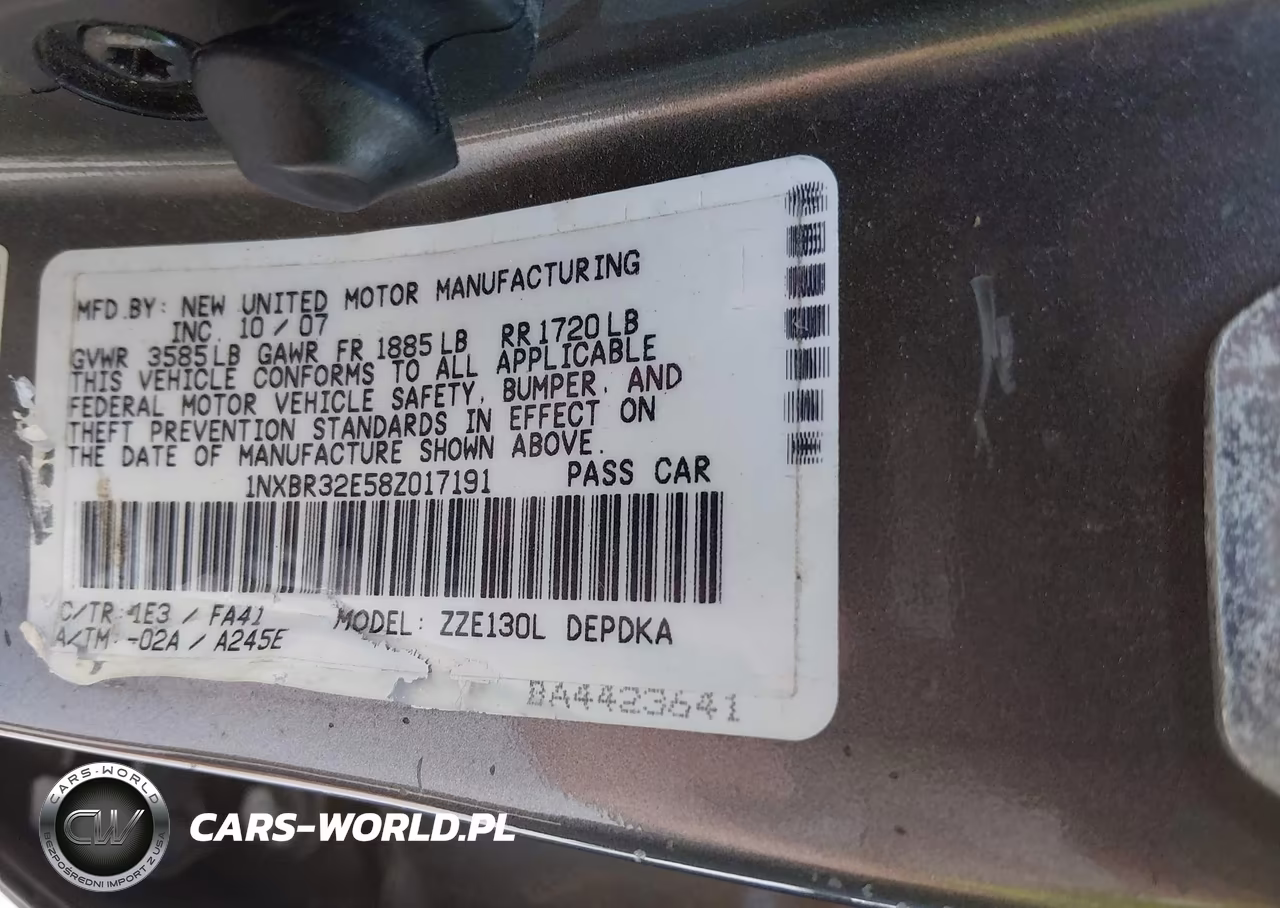 2008 Toyota Corolla Ce VIN:1NXBR32E58Z017191 - 9