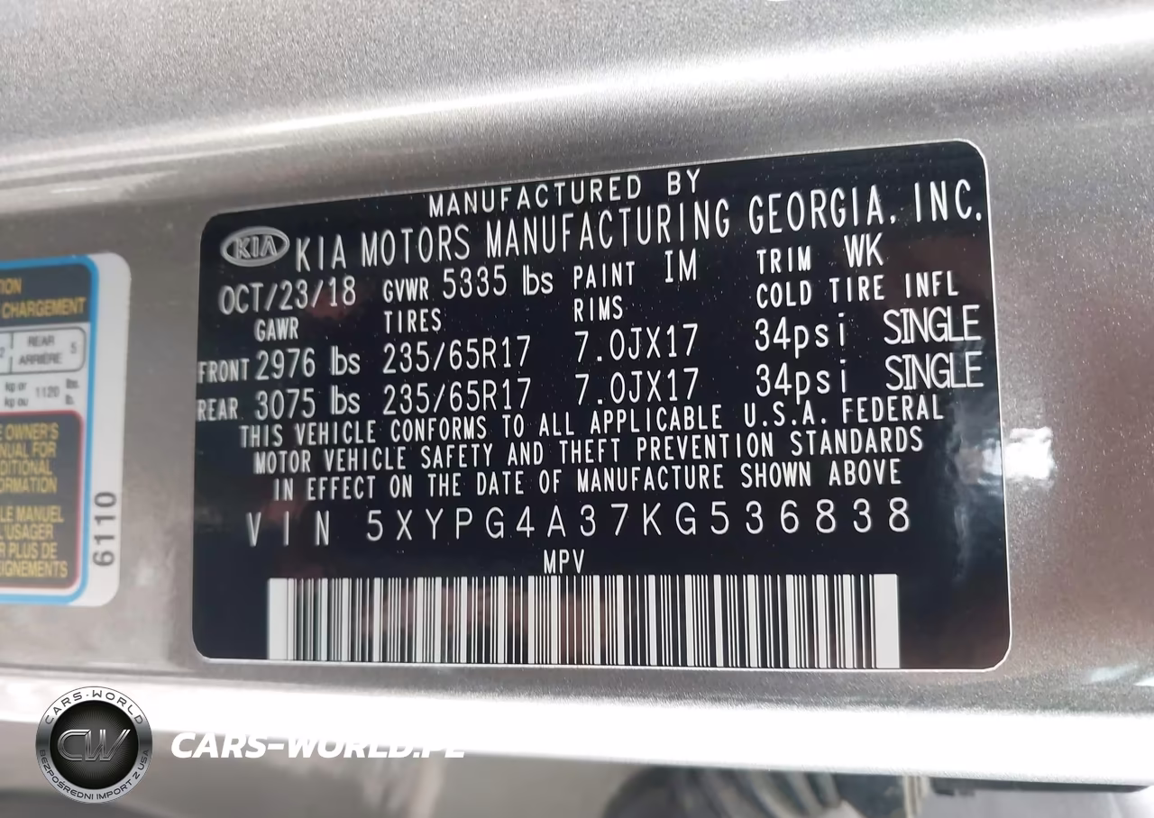 2019 Kia Sorento 2.4L Lx VIN:5XYPG4A37KG536838 - 9