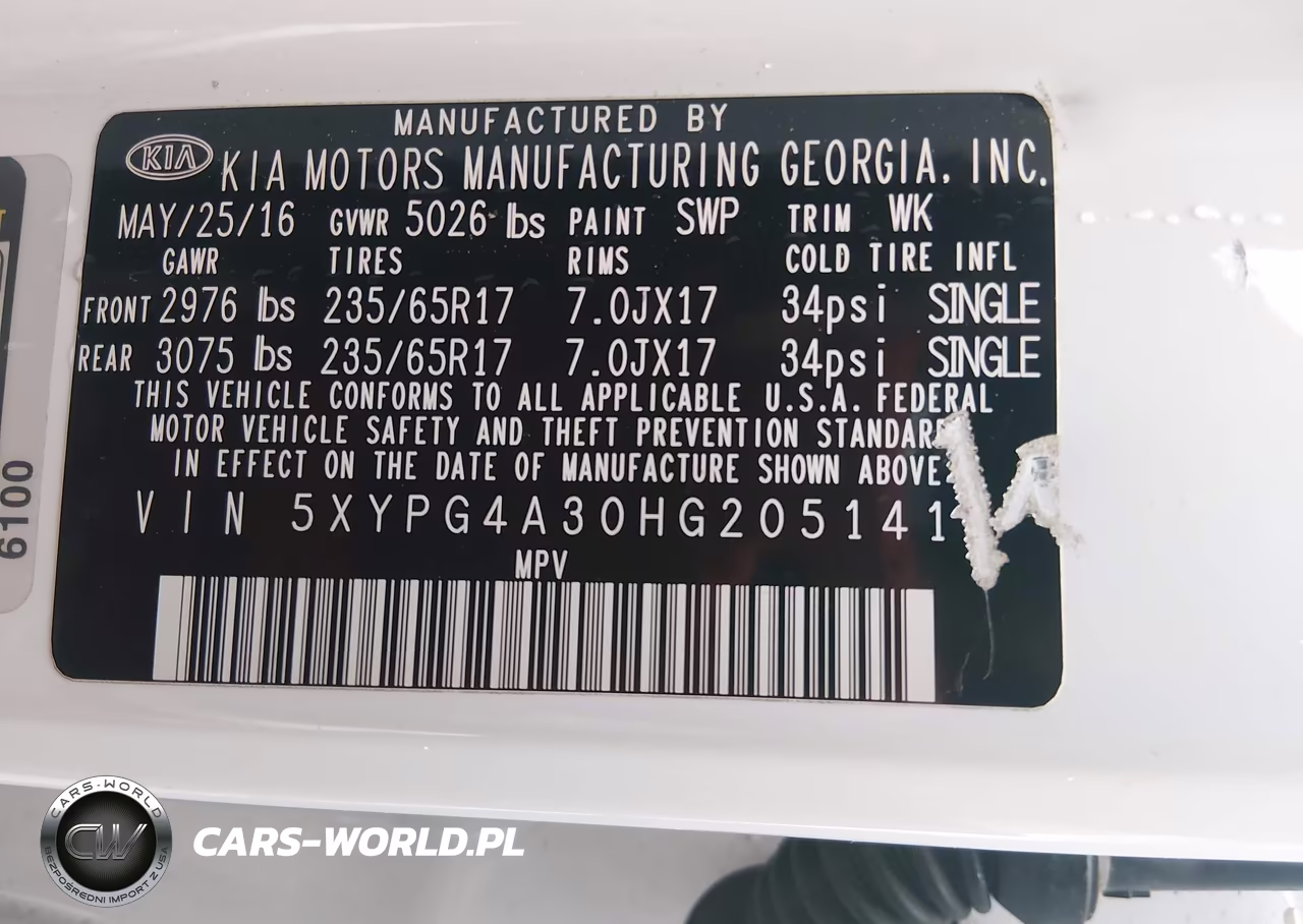 2017 Kia Sorento 2.4L Lx VIN:5XYPG4A30HG205141 - 9