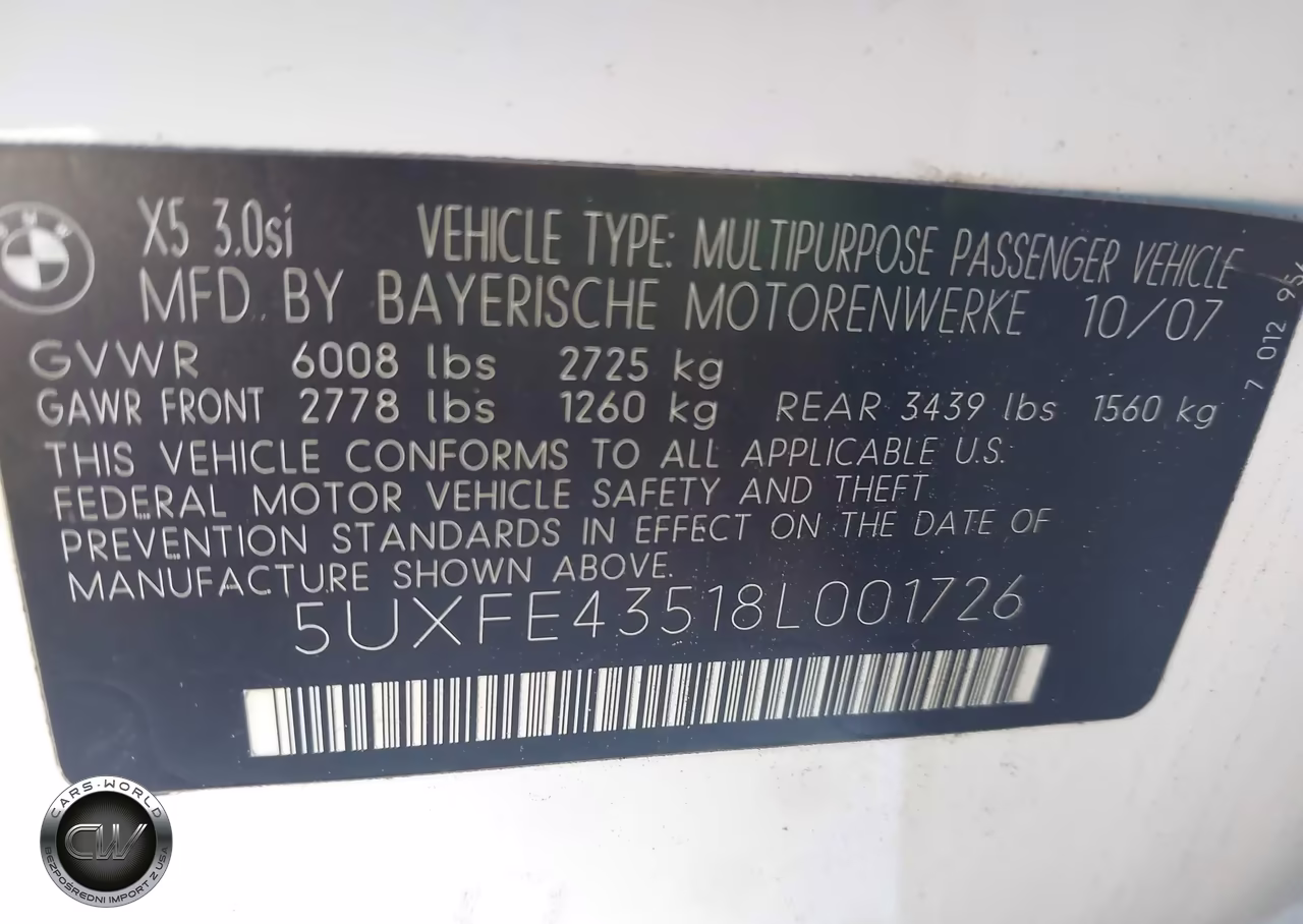 2008 BMW X5 3.0Si VIN:5UXFE43518L001726 - 9
