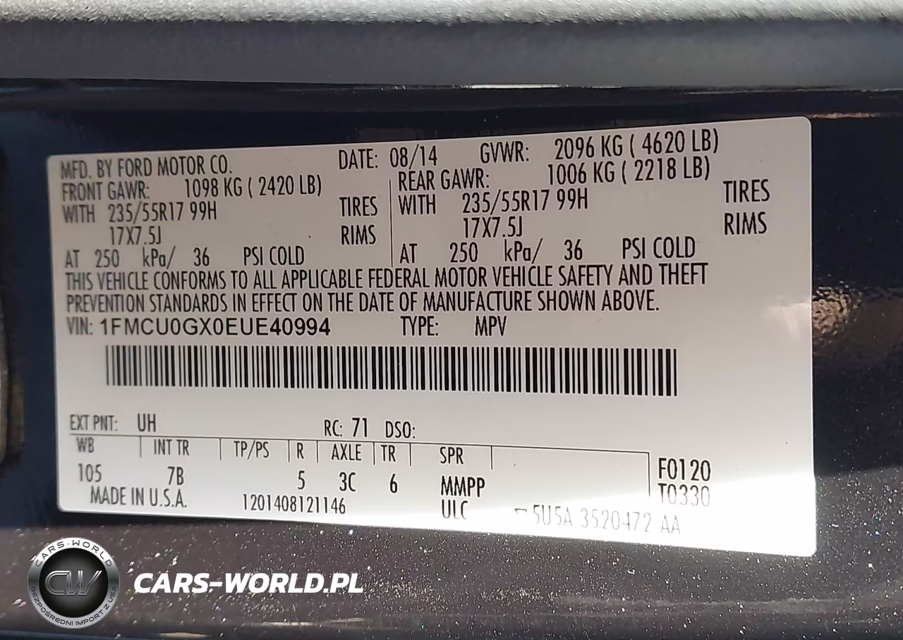 2014 Ford Escape Se VIN:1FMCU0GX0EUE40994 - 9