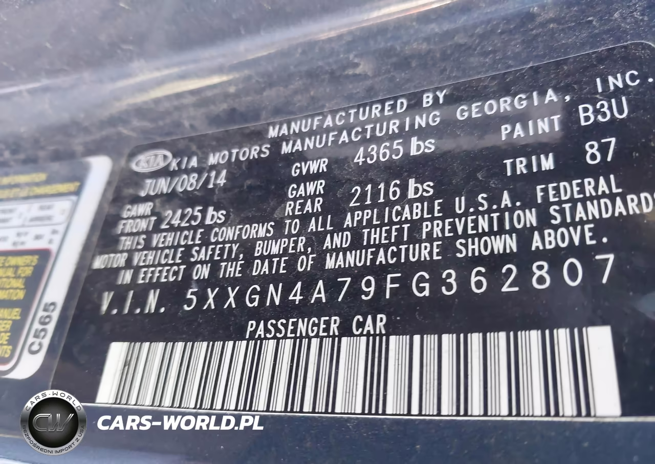 2015 Kia Optima Ex VIN:5XXGN4A79FG362807 - 9