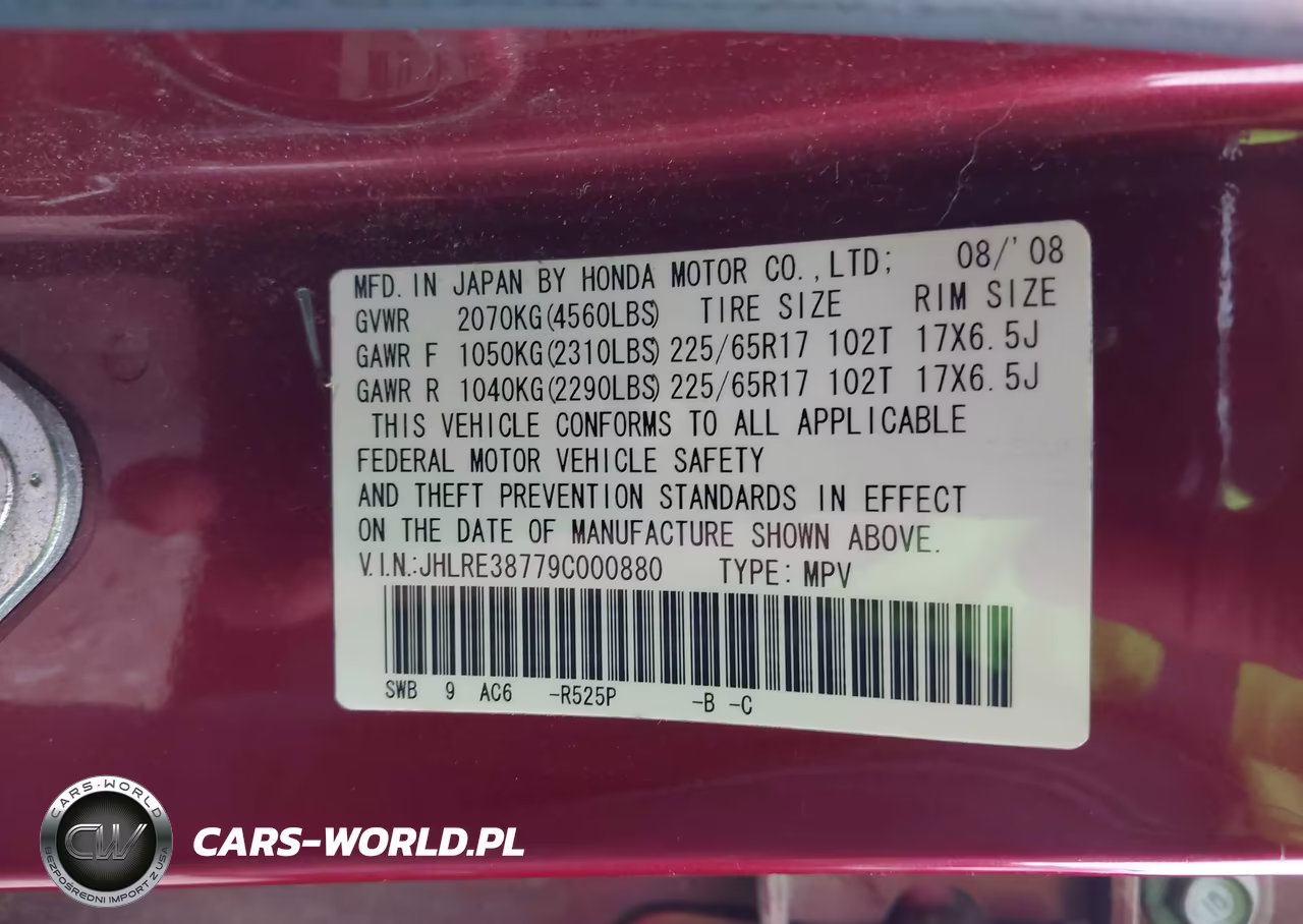 2009 Honda Cr-V Ex-L VIN:JHLRE38779C000880 - 9