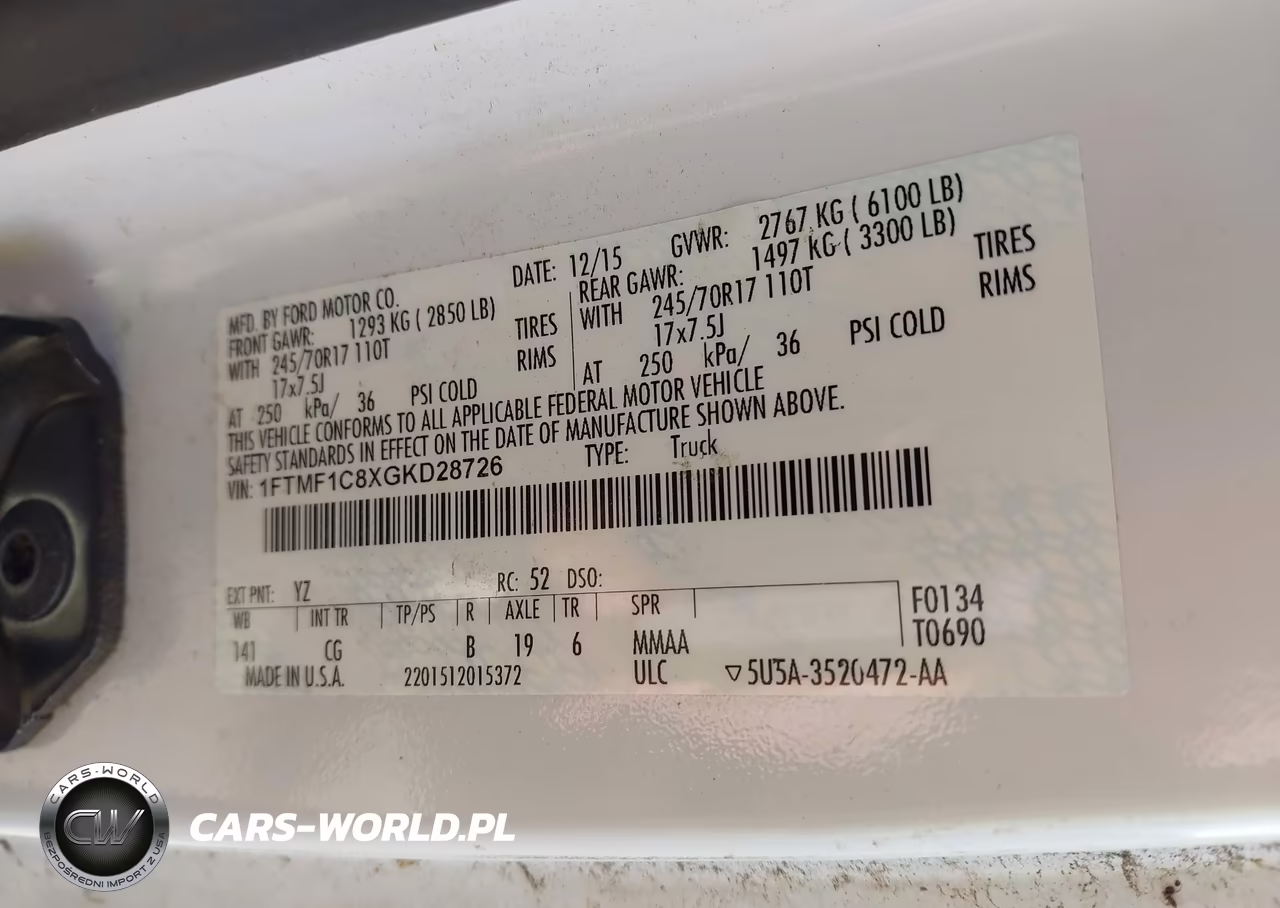 2016 Ford F-150 Xl VIN:1FTMF1C8XGKD28726 - 9