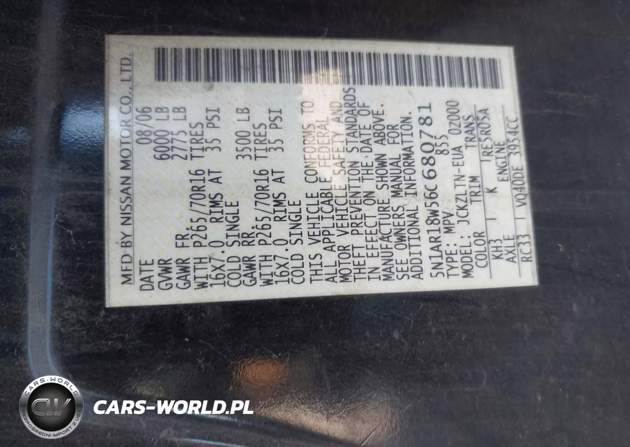 2006 Nissan Pathfinder Se VIN:5N1AR18W56C680781 - 9