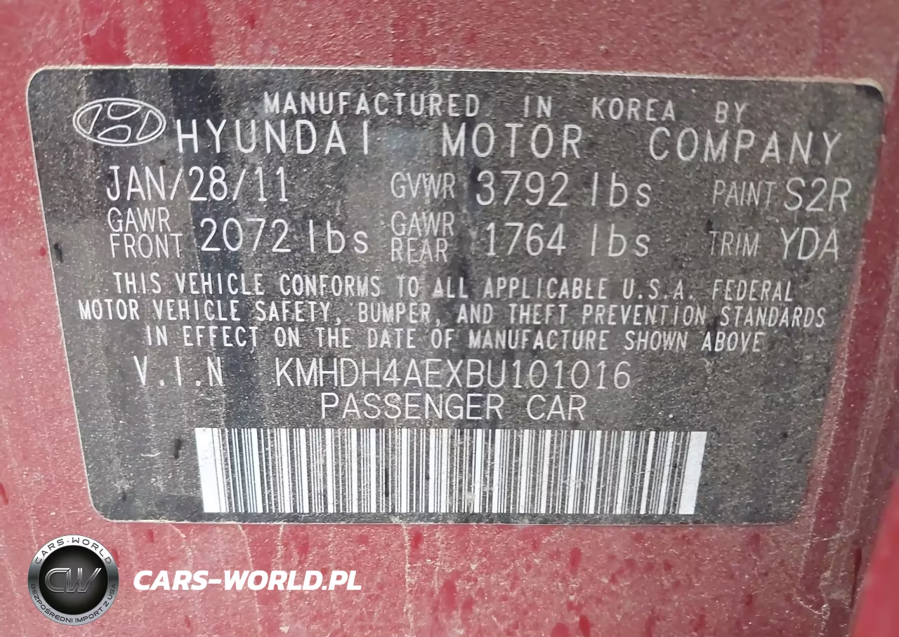 2011 Hyundai Elantra Limited (Ulsan Plant) VIN:KMHDH4AEXBU101016 - 9