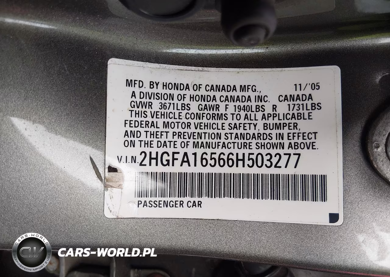 2006 Honda Civic Lx VIN:2HGFA16566H503277 - 9