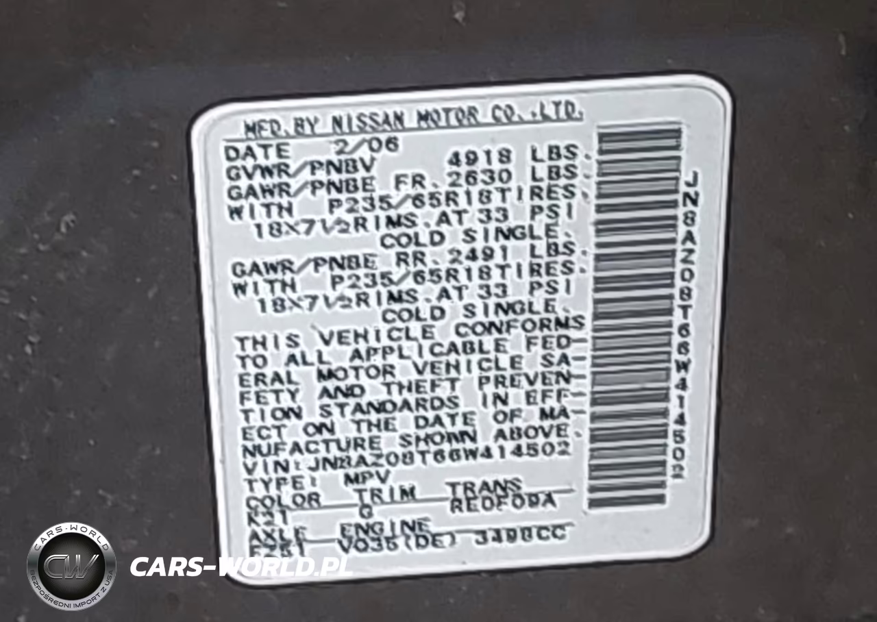 2006 Nissan Murano Sl VIN:JN8AZ08T66W414502 - 9