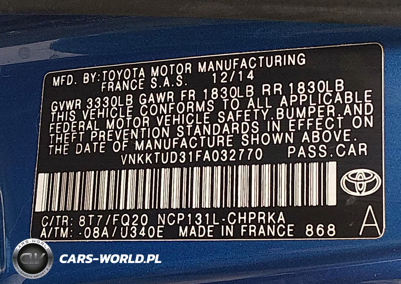 2015 Toyota Yaris L VIN:VNKKTUD31FA032770 - 9