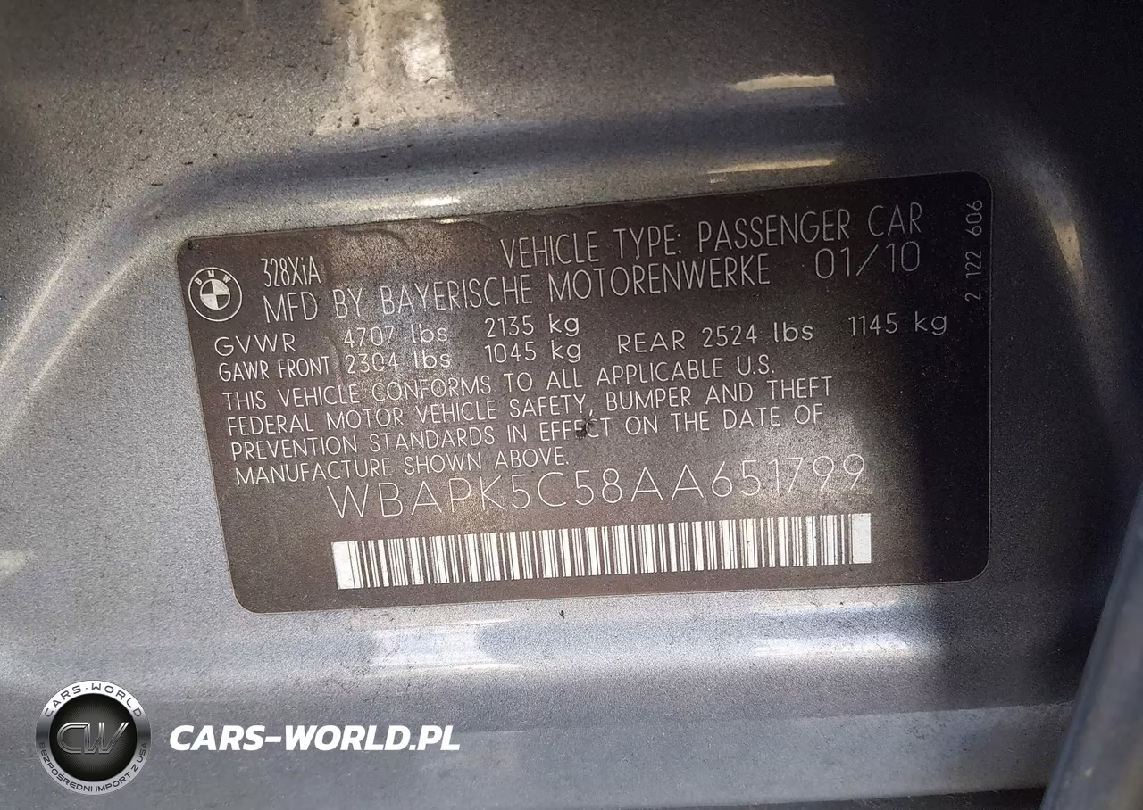 2010 BMW 328I xDrive VIN:WBAPK5C58AA651799 - 9