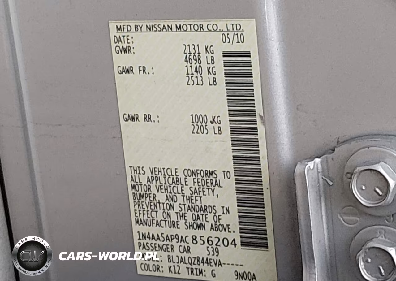 2010 Nissan Maxima 3.5 S VIN:1N4AA5AP9AC856204 - 9