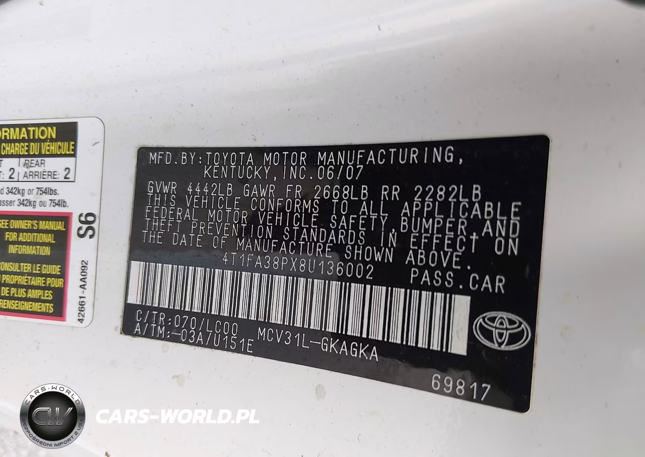 2008 Toyota Camry Solara Sle VIN:4T1FA38PX8U136002 - 9