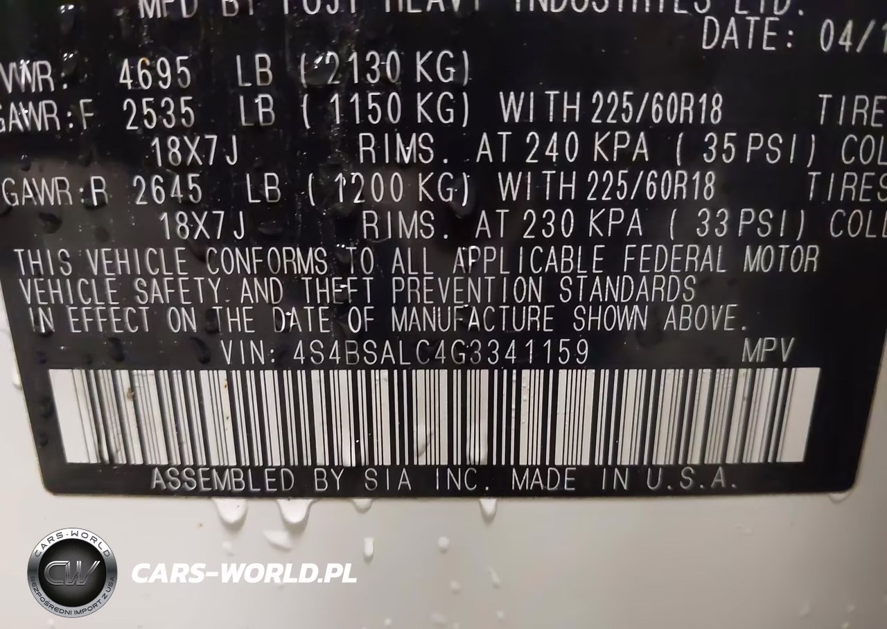 2016 Subaru Outback 2.5I Limited VIN:4S4BSALC4G3341159 - 9