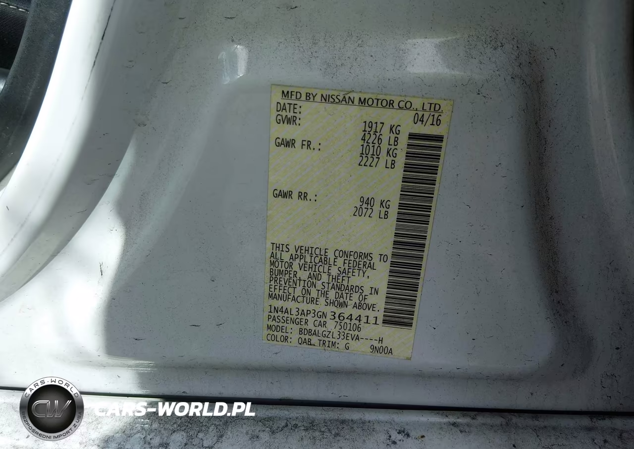 2016 Nissan Altima 2.5 S VIN:1N4AL3AP3GN364411 - 9
