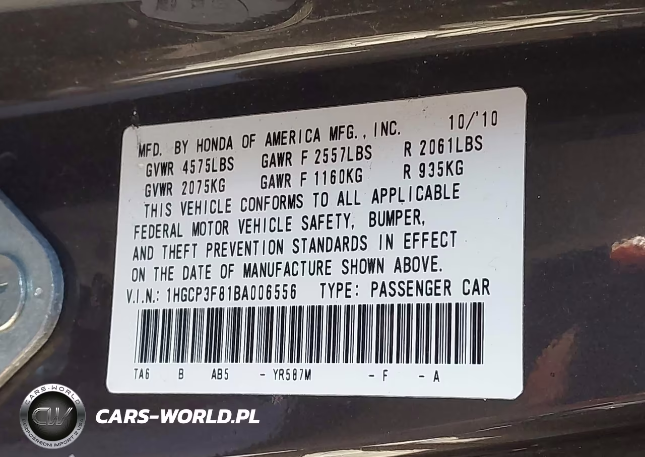 2011 Honda Accord 3.5 Ex-L VIN:1HGCP3F81BA006556 - 9