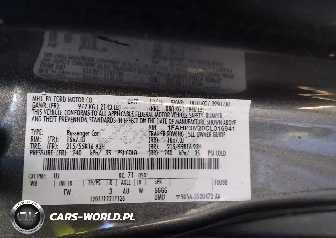 2012 Ford Focus Sel VIN:1FAHP3M20CL316941 - 9