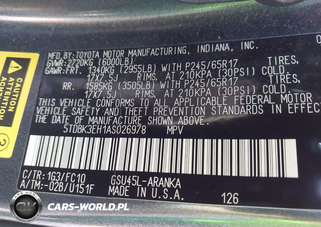 2010 Toyota Highlander Base V6 VIN:5TDBK3EH1AS026978 - 9