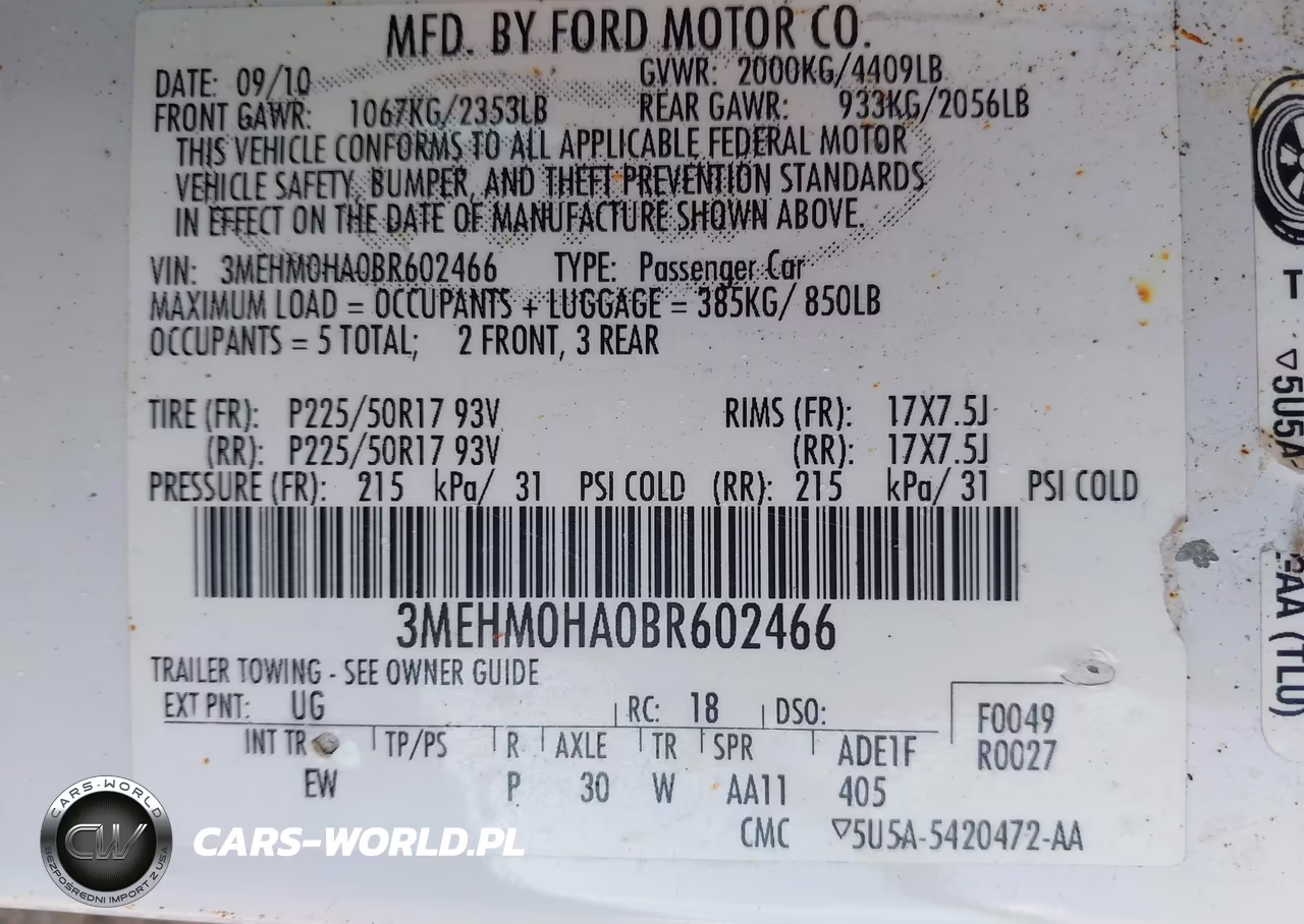 2011 Mercury Milan VIN:3MEHM0HA0BR602466 - 9