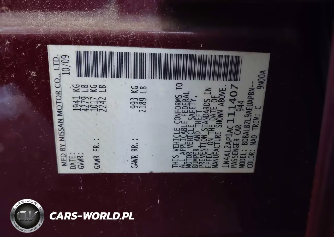2010 Nissan Altima 2.5 S VIN:1N4AL2AP1AC111407 - 9