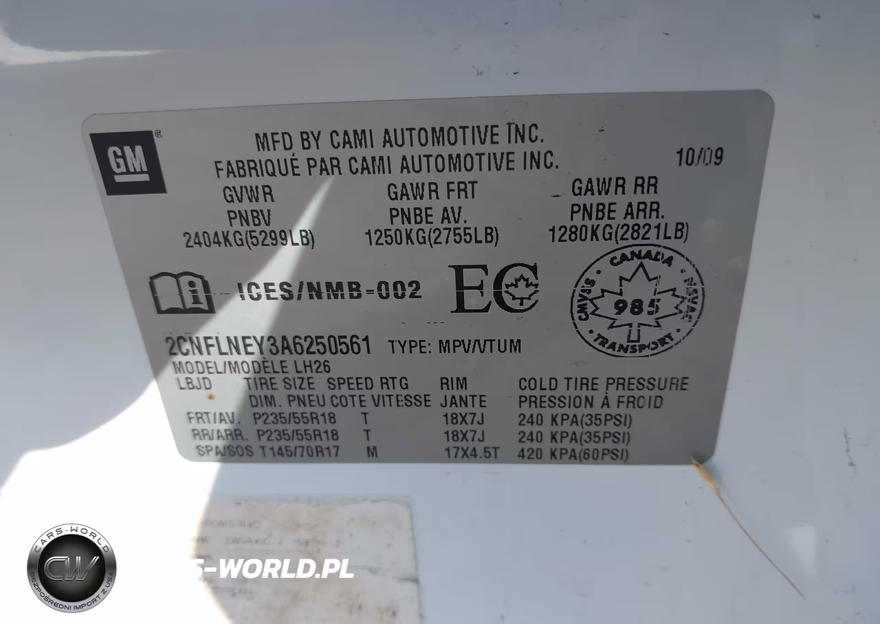 2010 Chevrolet Equinox Lt VIN:2CNFLNEY3A6250561 - 9
