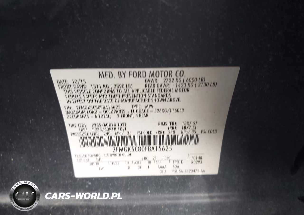 2015 Ford Flex Sel VIN:2FMGK5C80FBA15625 - 9