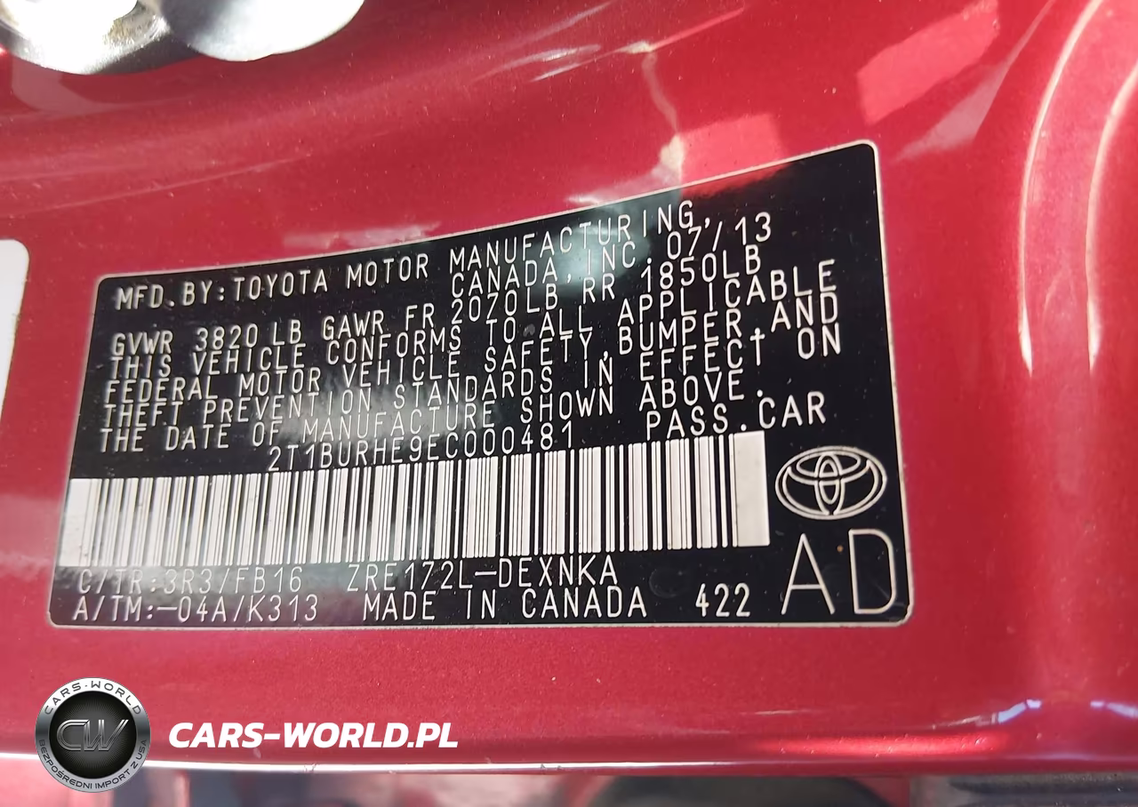 2014 Toyota Corolla Le VIN:2T1BURHE9EC000481 - 9