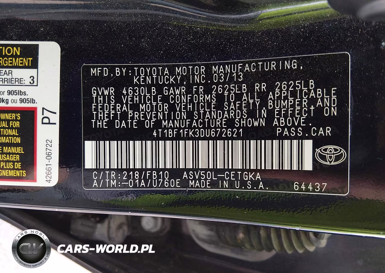 2013 Toyota Camry Xle VIN:4T1BF1FK3DU672621 - 9