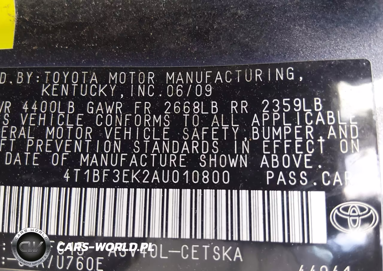 2010 Toyota Camry Se VIN:4T1BF3EK2AU010800 - 9