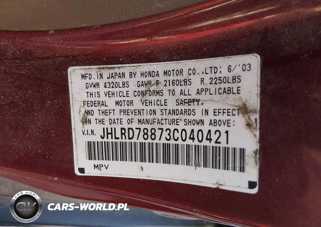 2003 Honda Cr-V Ex VIN:JHLRD78873C040421 - 9