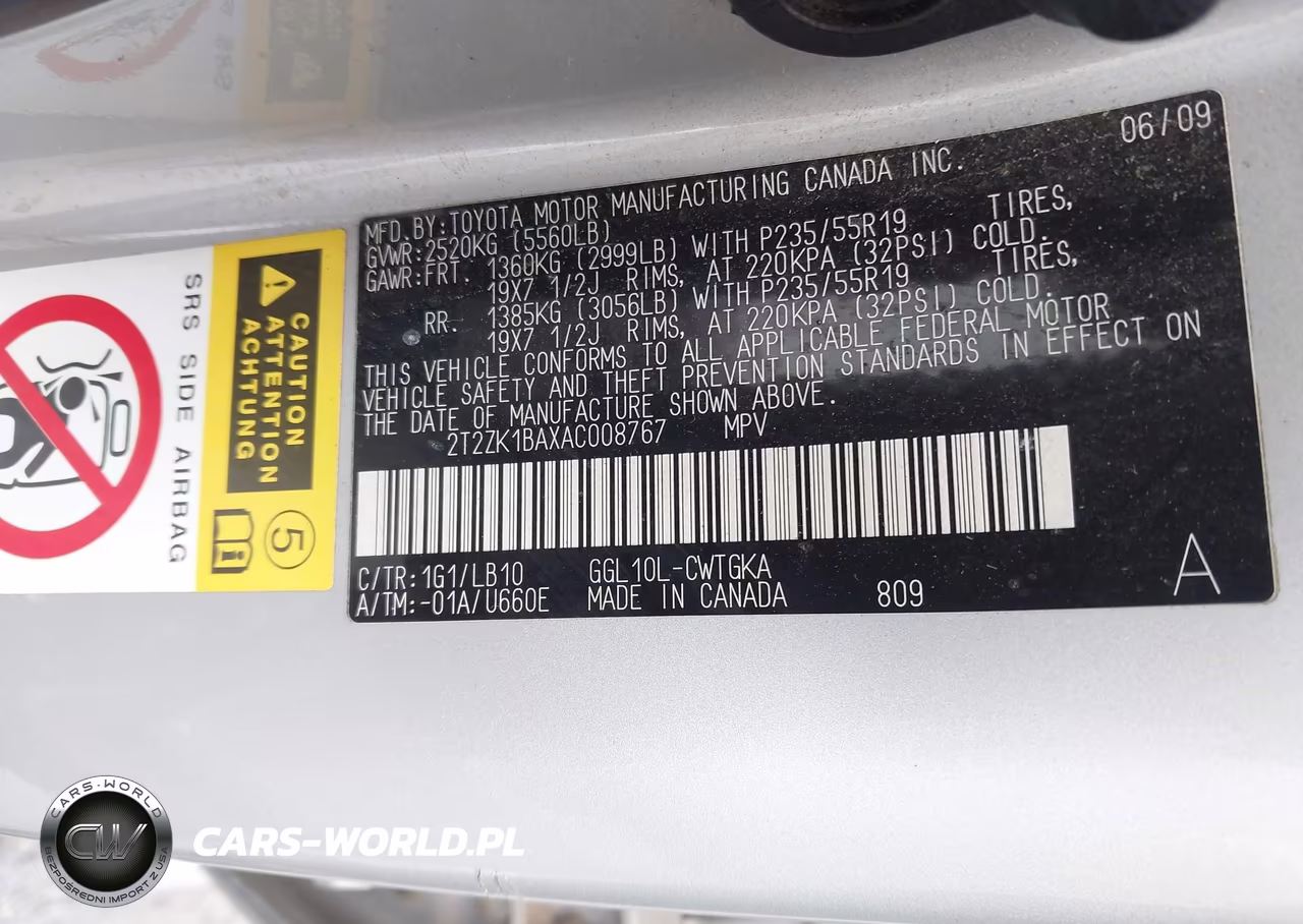 2010 Lexus Rx 350 VIN:2T2ZK1BAXAC008767 - 9