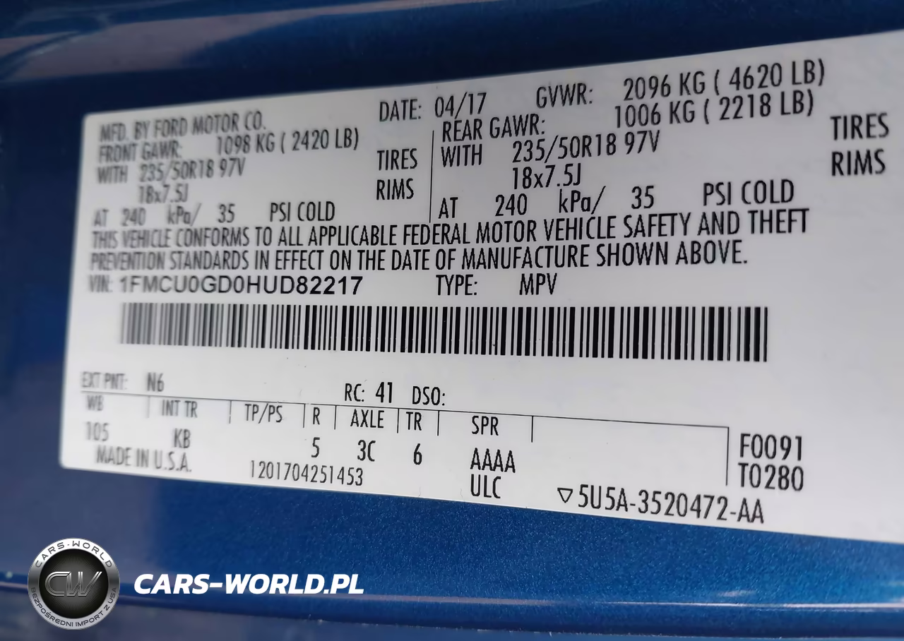 2017 Ford Escape Se VIN:1FMCU0GD0HUD82217 - 9