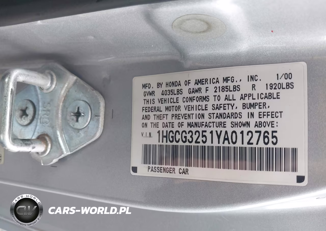 2000 Honda Accord 2.3 Ex VIN:1HGCG3251YA012765 - 9