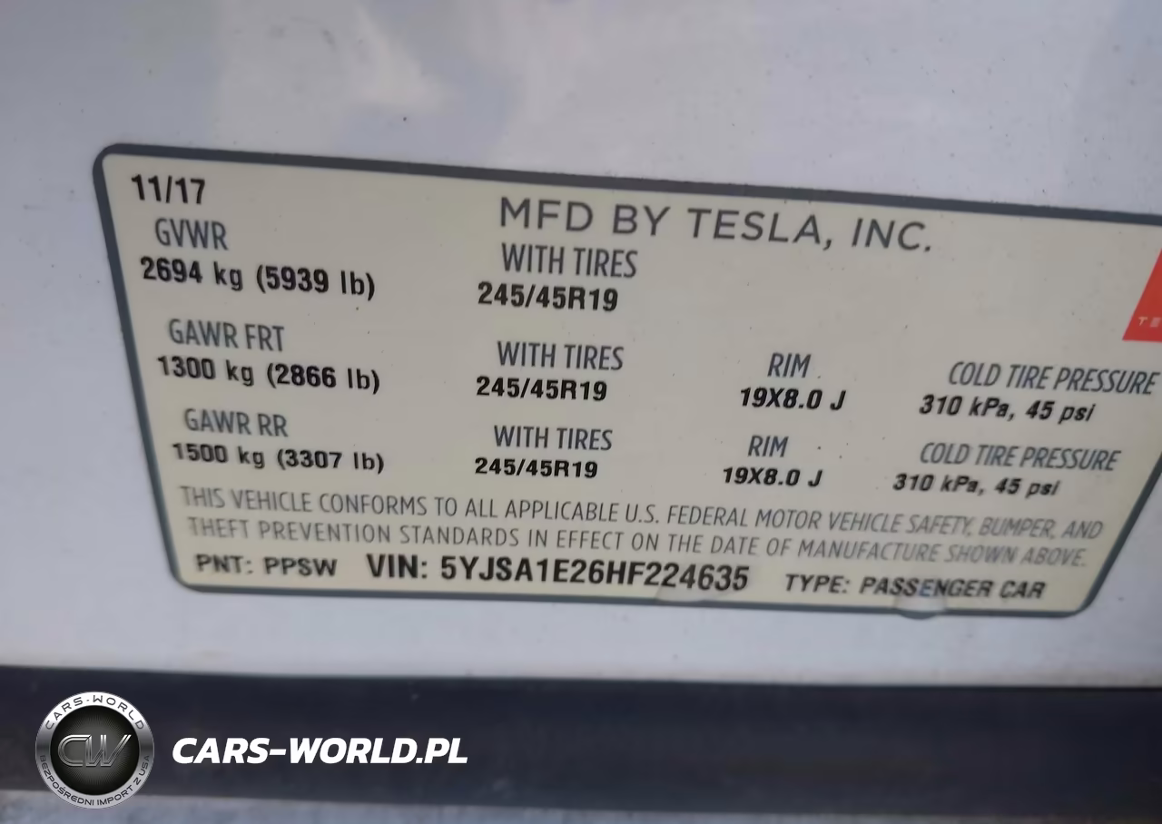 2017 Tesla Model S 100D-60D-75D-90D-P100D VIN:5YJSA1E26HF224635 - 9