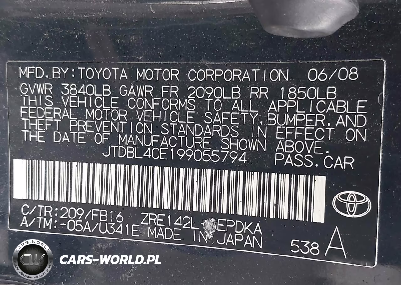 2009 Toyota Corolla VIN:JTDBL40E199055794 - 9
