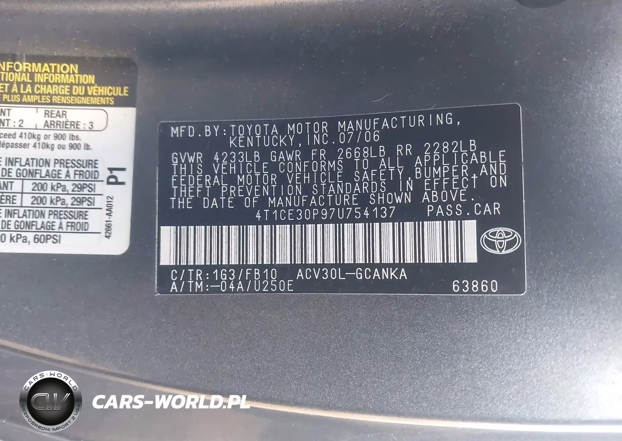 2007 Toyota Camry Solara Se VIN:4T1CE30P97U754137 - 9
