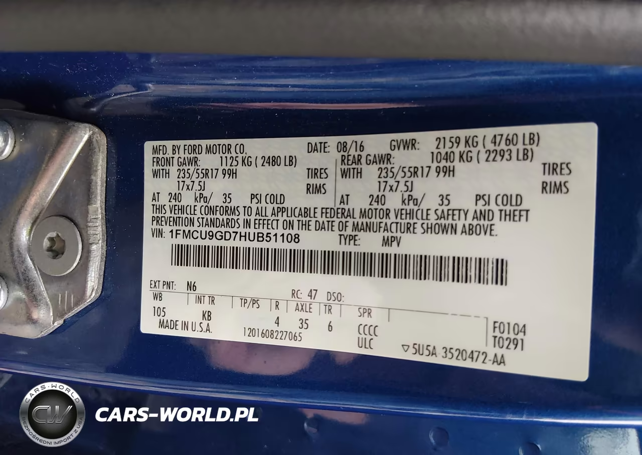 2017 Ford Escape Se VIN:1FMCU9GD7HUB51108 - 9
