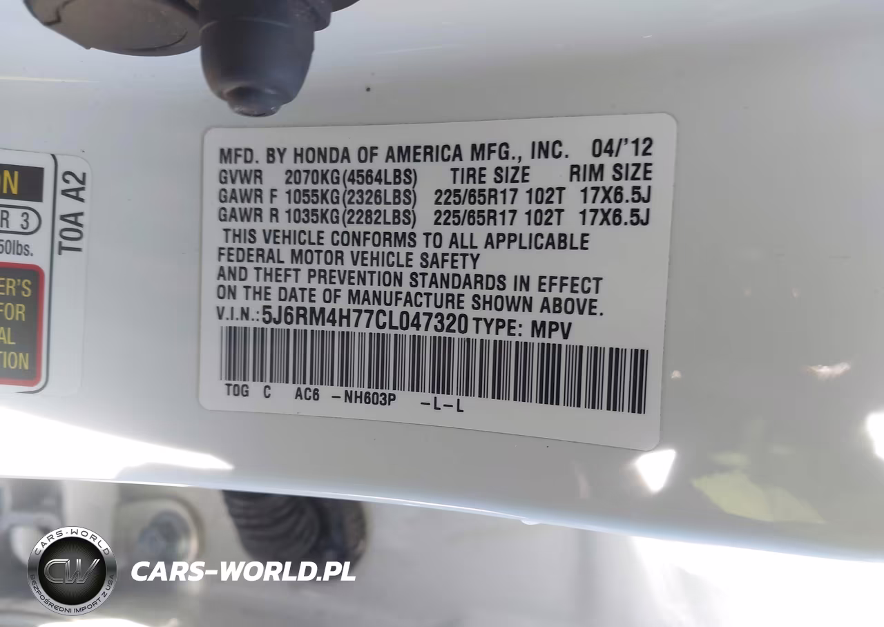 2012 Honda Cr-V Ex-L VIN:5J6RM4H77CL047320 - 9