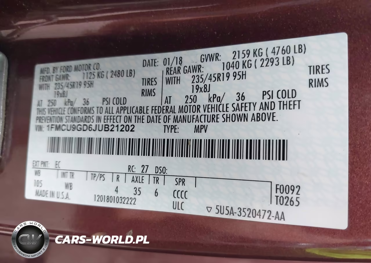 2018 Ford Escape Se VIN:1FMCU9GD6JUB21202 - 9