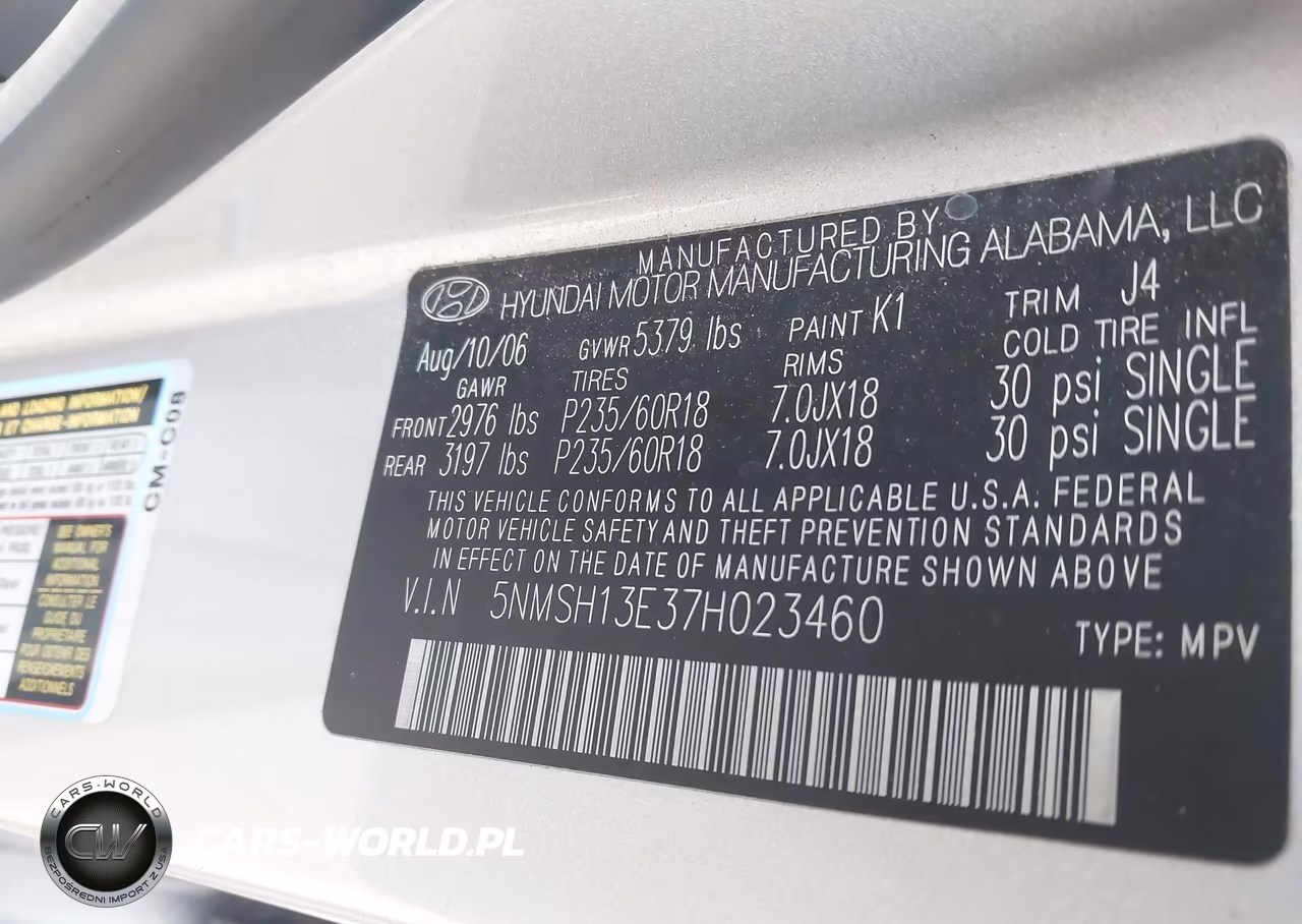2007 Hyundai Santa Fe Se-Limited VIN:5NMSH13E37H023460 - 9
