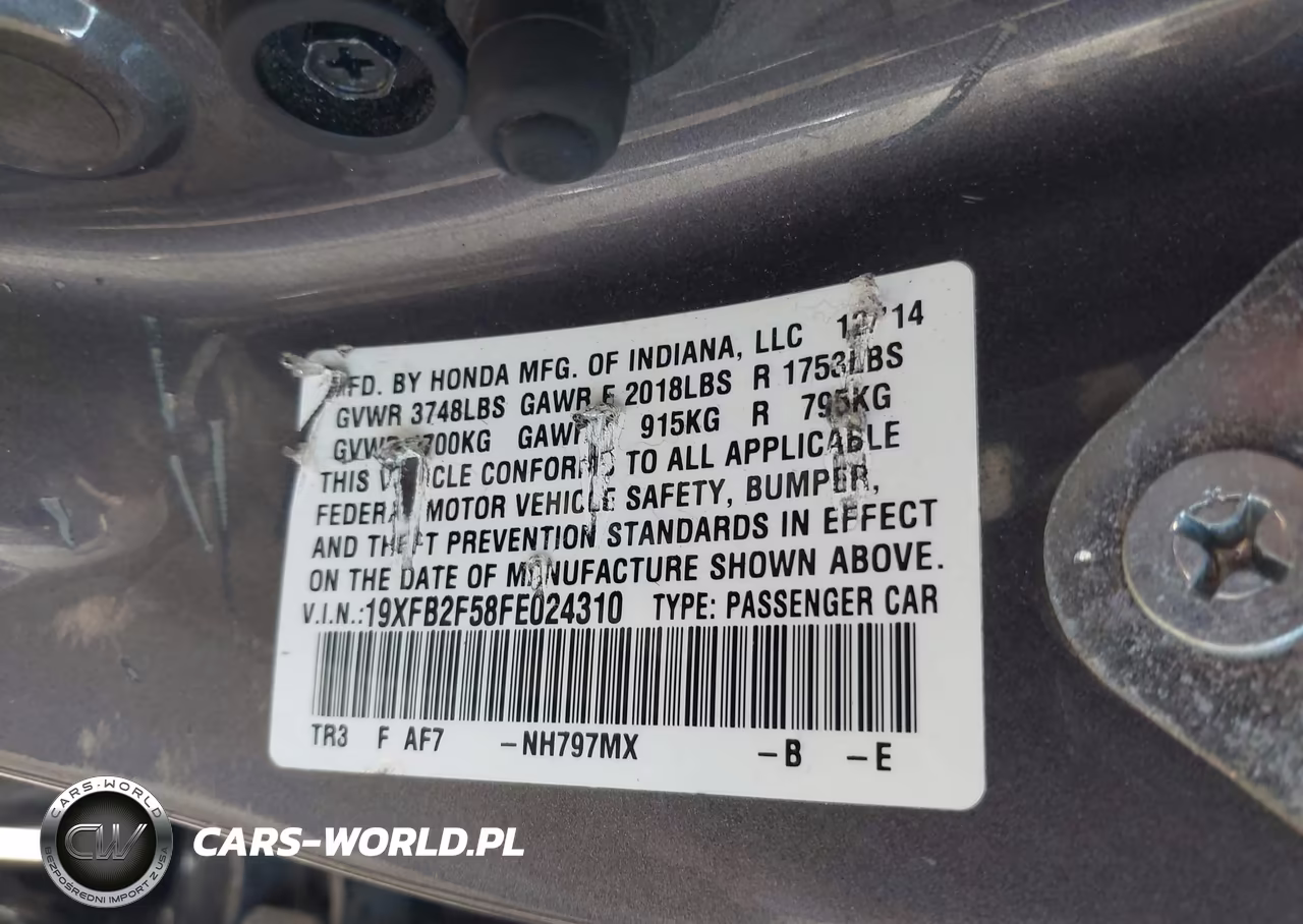2015 Honda Civic Lx VIN:19XFB2F58FE024310 - 9