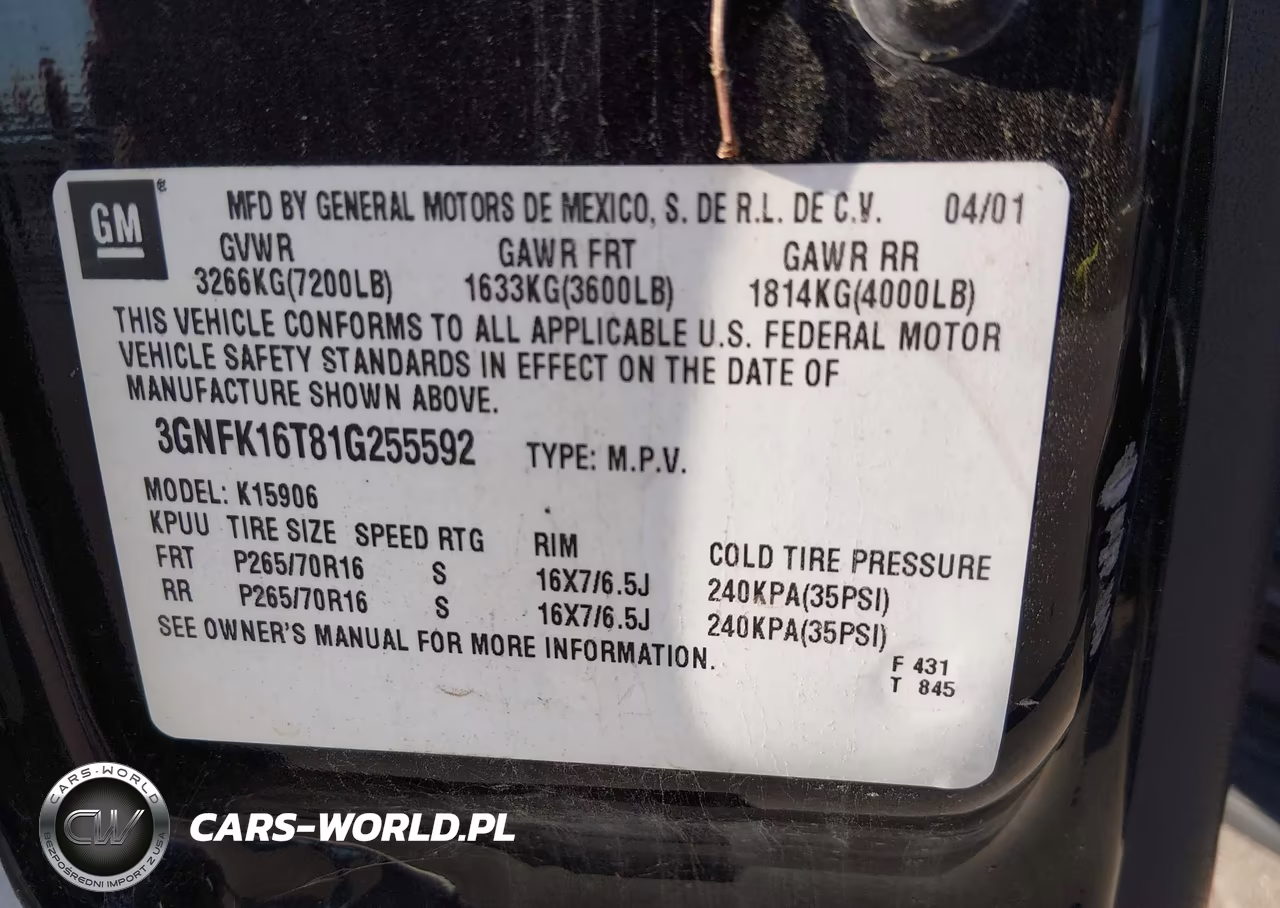 2001 Chevrolet Suburban 1500 Lt VIN:3GNFK16T81G255592 - 9