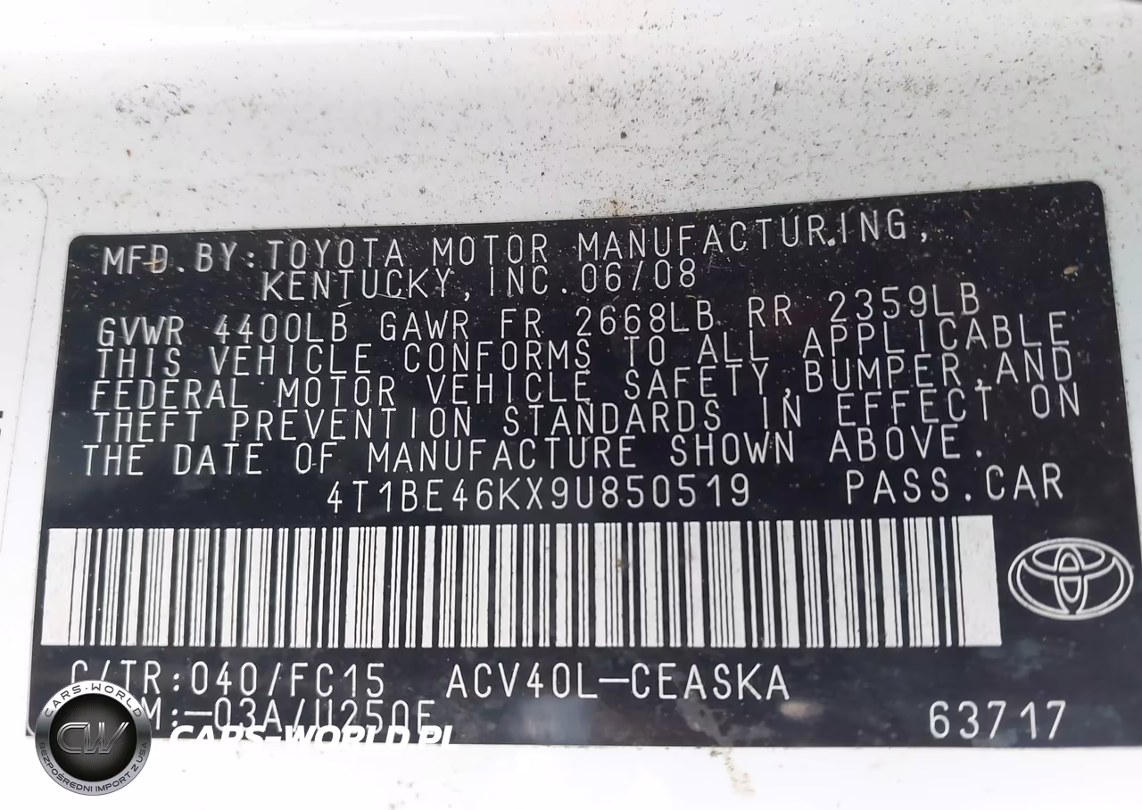 2009 Toyota Camry Se VIN:4T1BE46KX9U850519 - 9