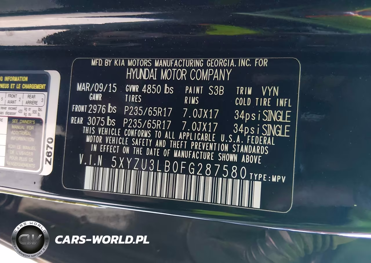2015 Hyundai Santa Fe Sport 2.4L VIN:5XYZU3LB0FG287580 - 9