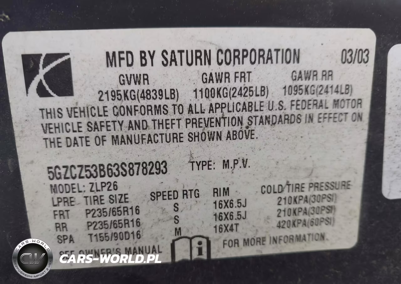 2003 Saturn Vue V6 VIN:5GZCZ53B63S878293 - 9