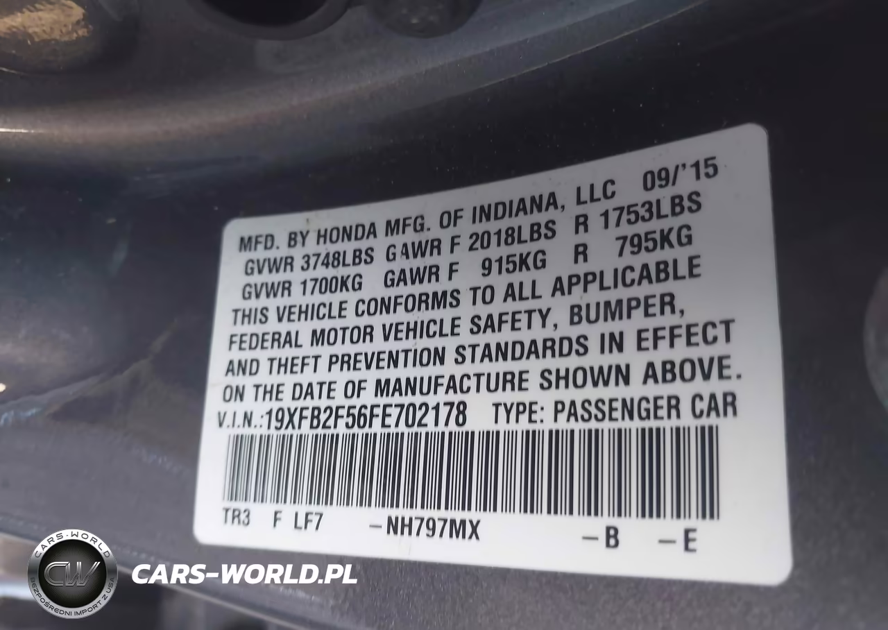 2015 Honda Civic Lx VIN:19XFB2F56FE702178 - 9