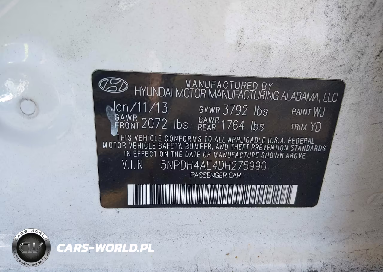 2013 Hyundai Elantra Gls VIN:5NPDH4AE4DH275990 - 9