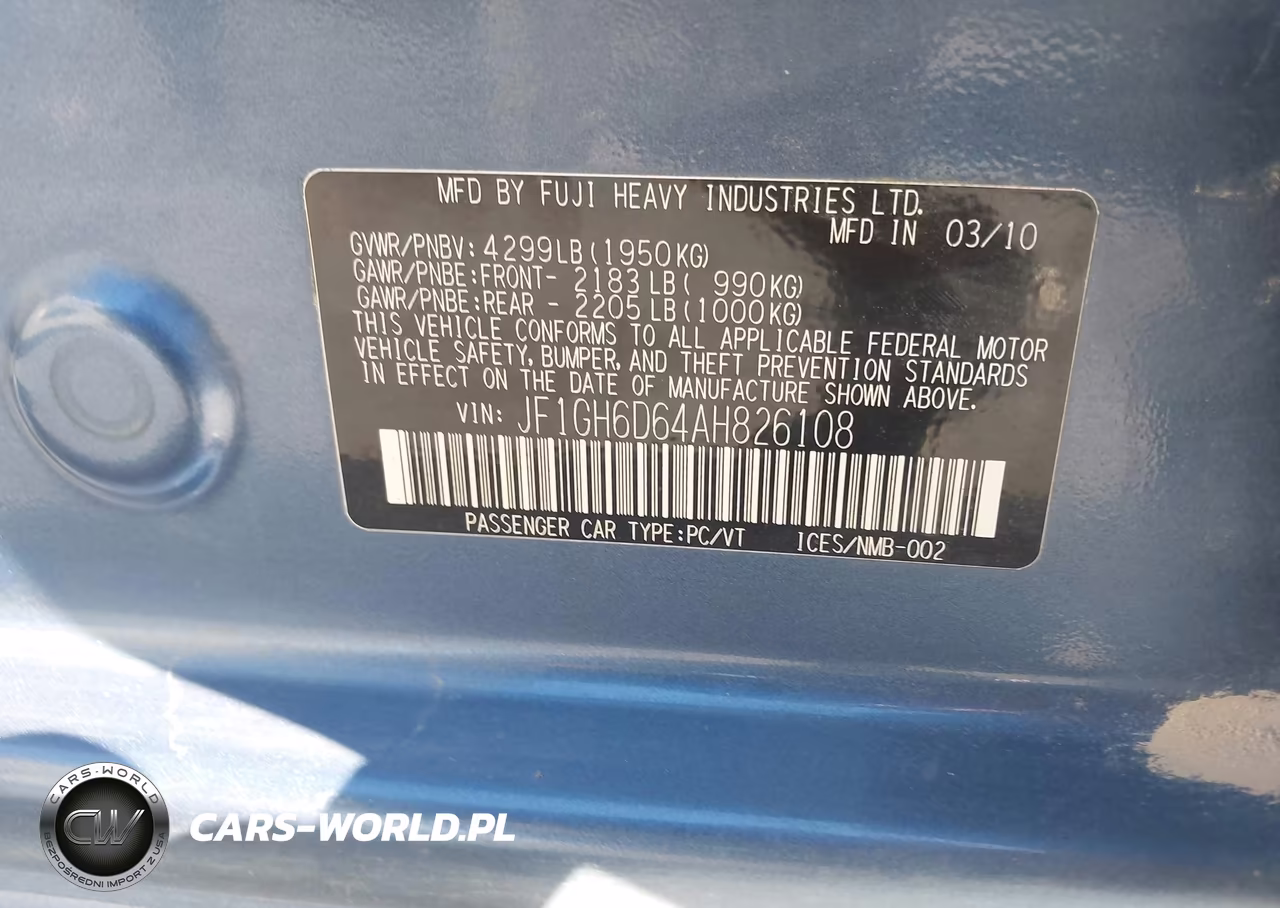 2010 Subaru Impreza Outback Sport VIN:JF1GH6D64AH826108 - 9