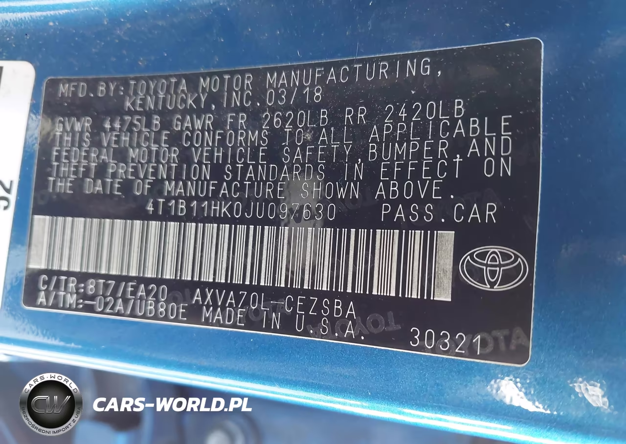 2018 Toyota Camry Se VIN:4T1B11HK0JU097630 - 9