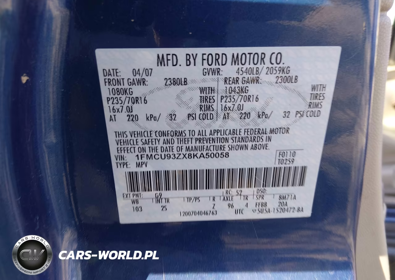 2008 Ford Escape Xlt VIN:1FMCU93ZX8KA50058 - 9