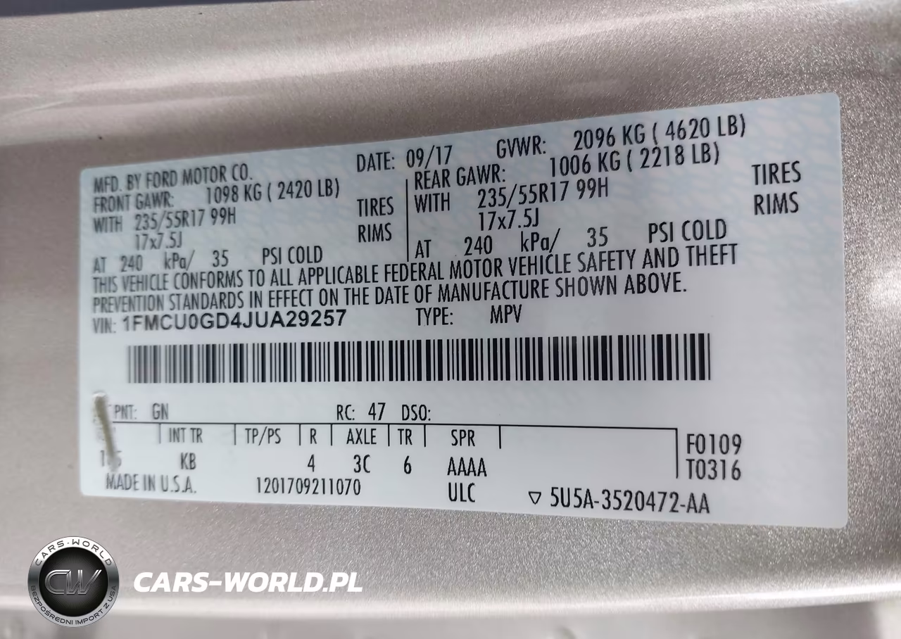2018 Ford Escape Se VIN:1FMCU0GD4JUA29257 - 9